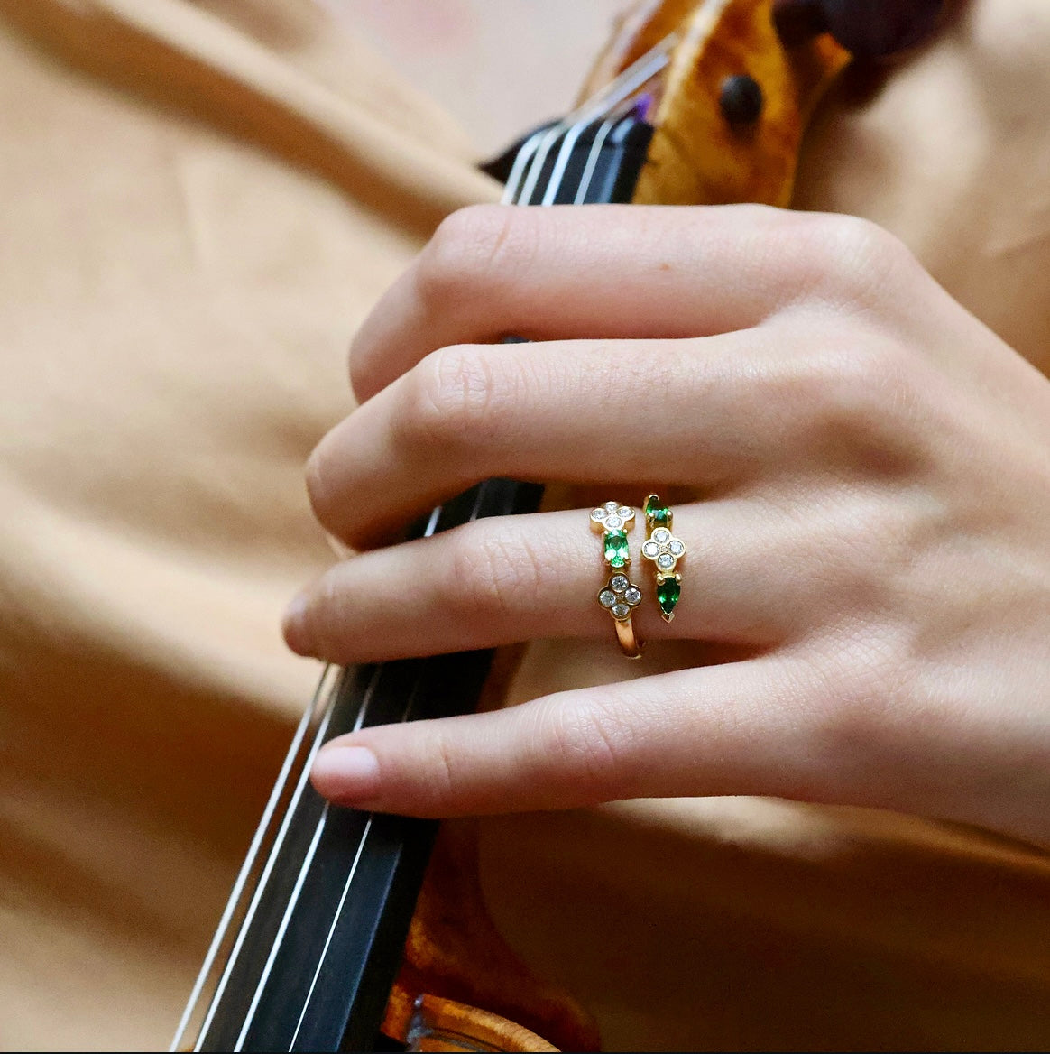 Elisabeth Ring - Light Tsavorite and Dark Tsavorites
