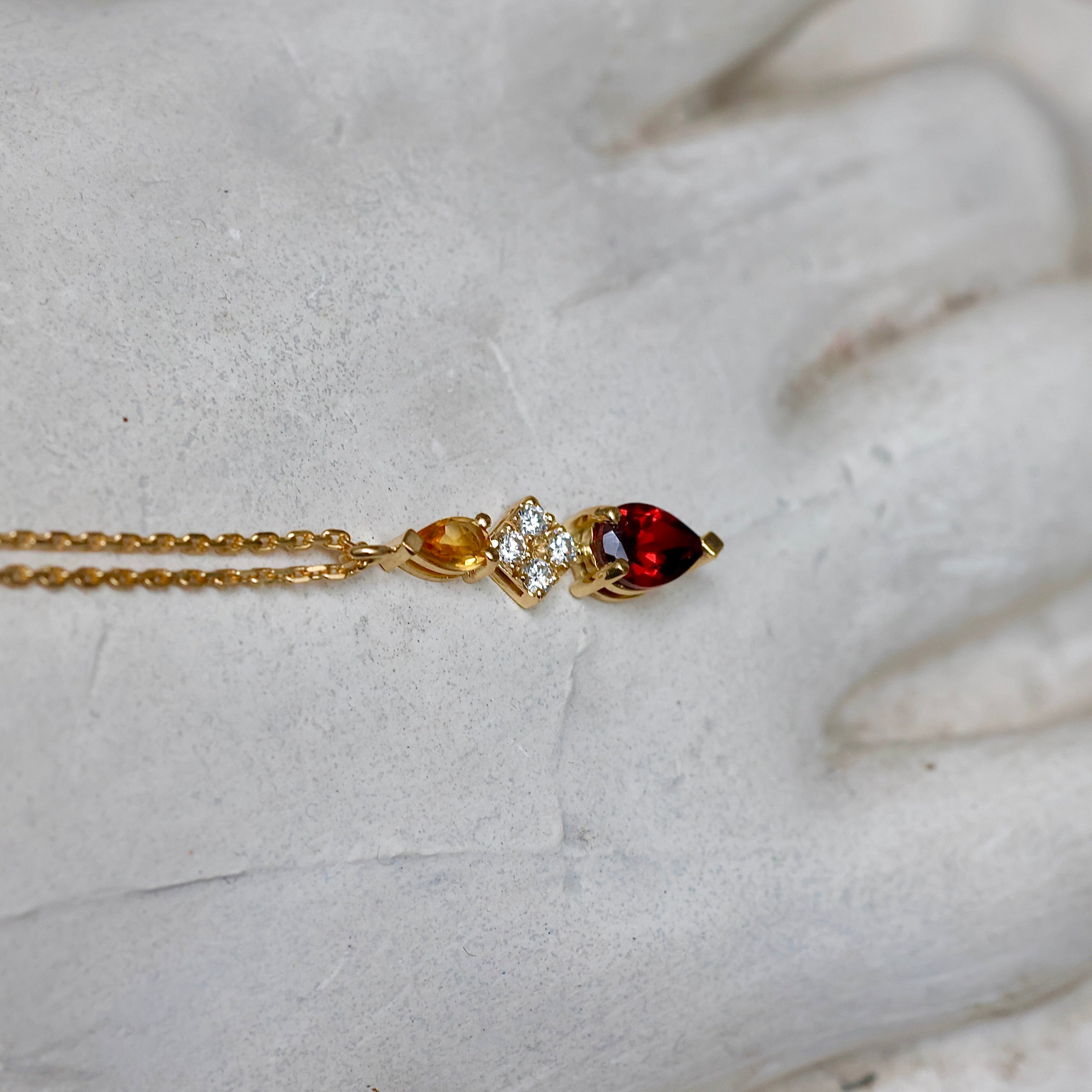 Alexandra Necklace - Citrine and Red Garnet