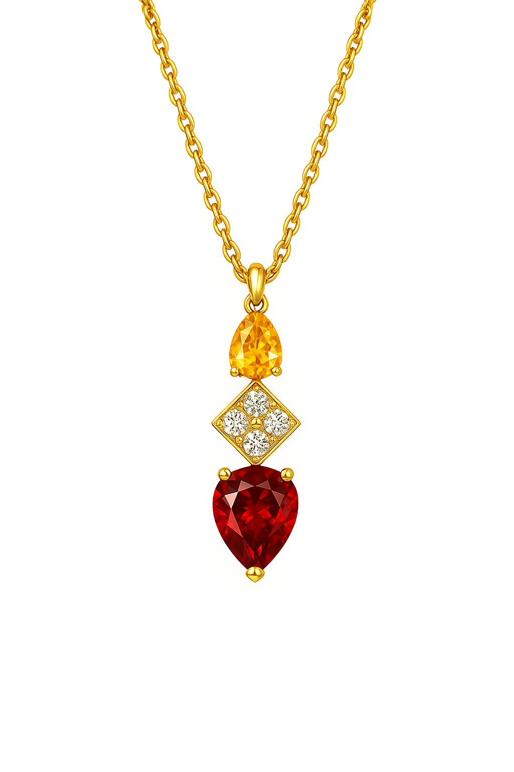 Collier Alexandra - Citrine et Grenat rouge