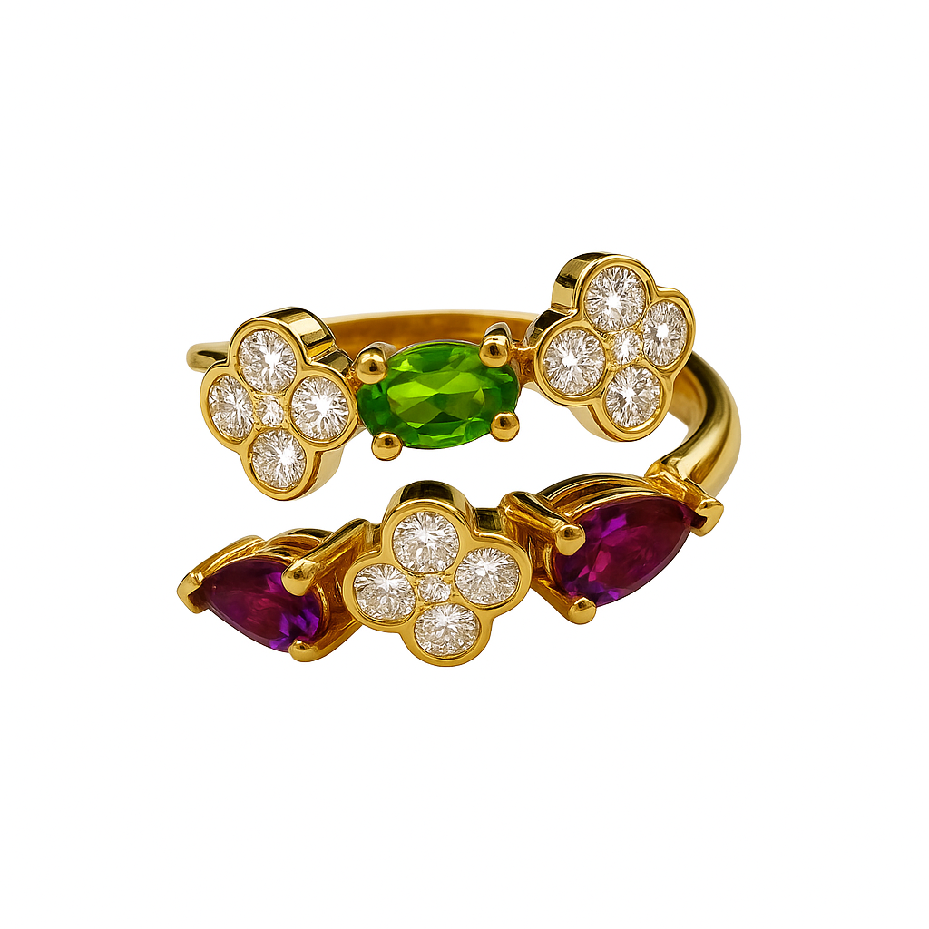 Bague Elisabeth - Tourmaline et Améthystes
