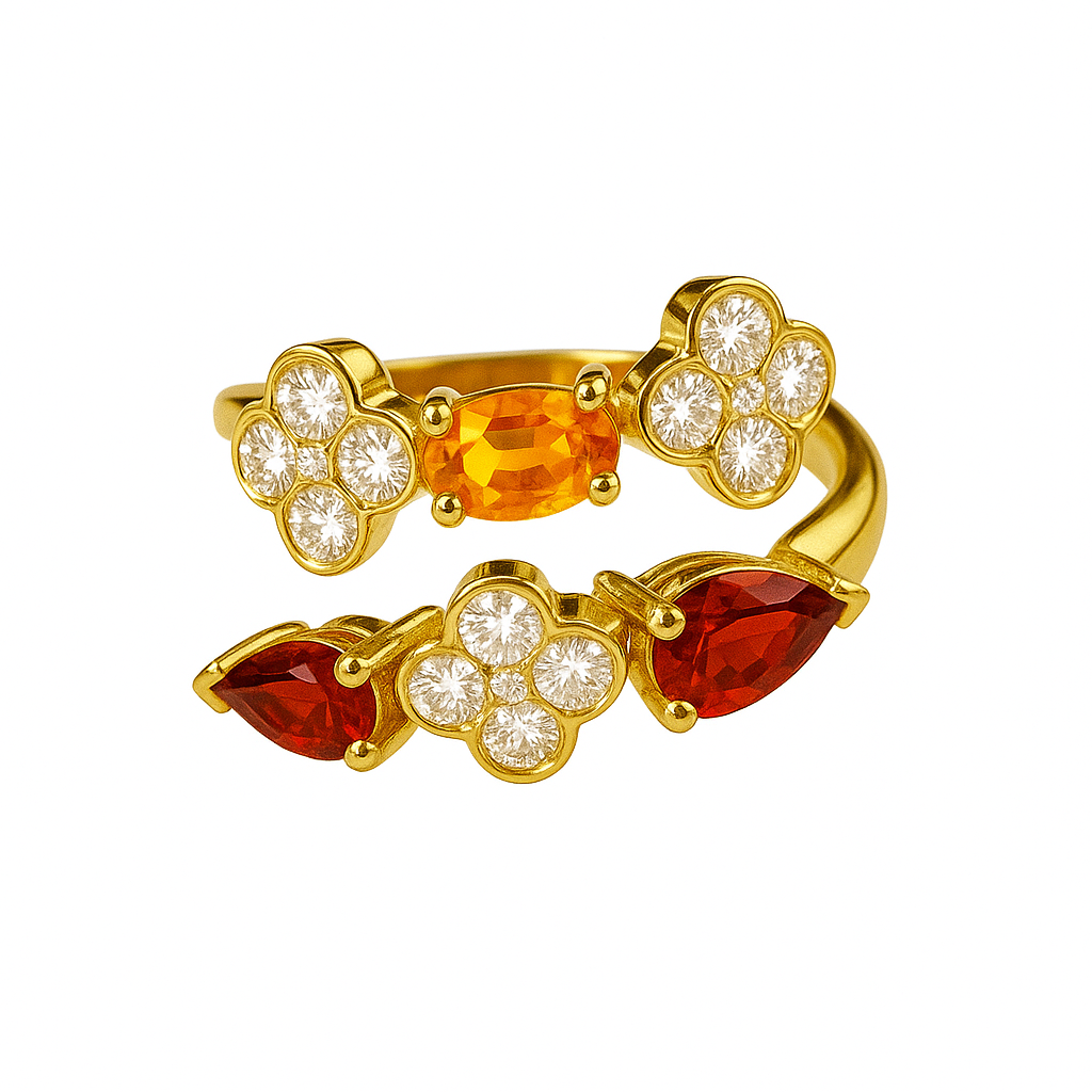 Bague Elisabeth - Citrine et Grenats rouges
