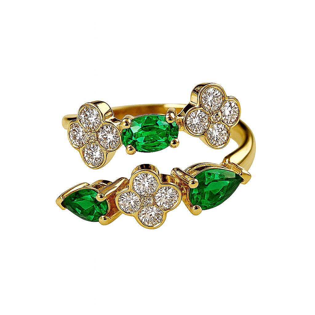 Bague Elisabeth - Tsavorite claire et tsavorites foncées