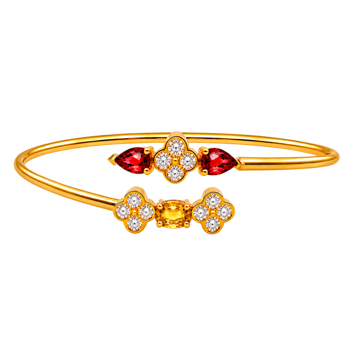 Bracelet Diane - Citrine et Grenats rouges