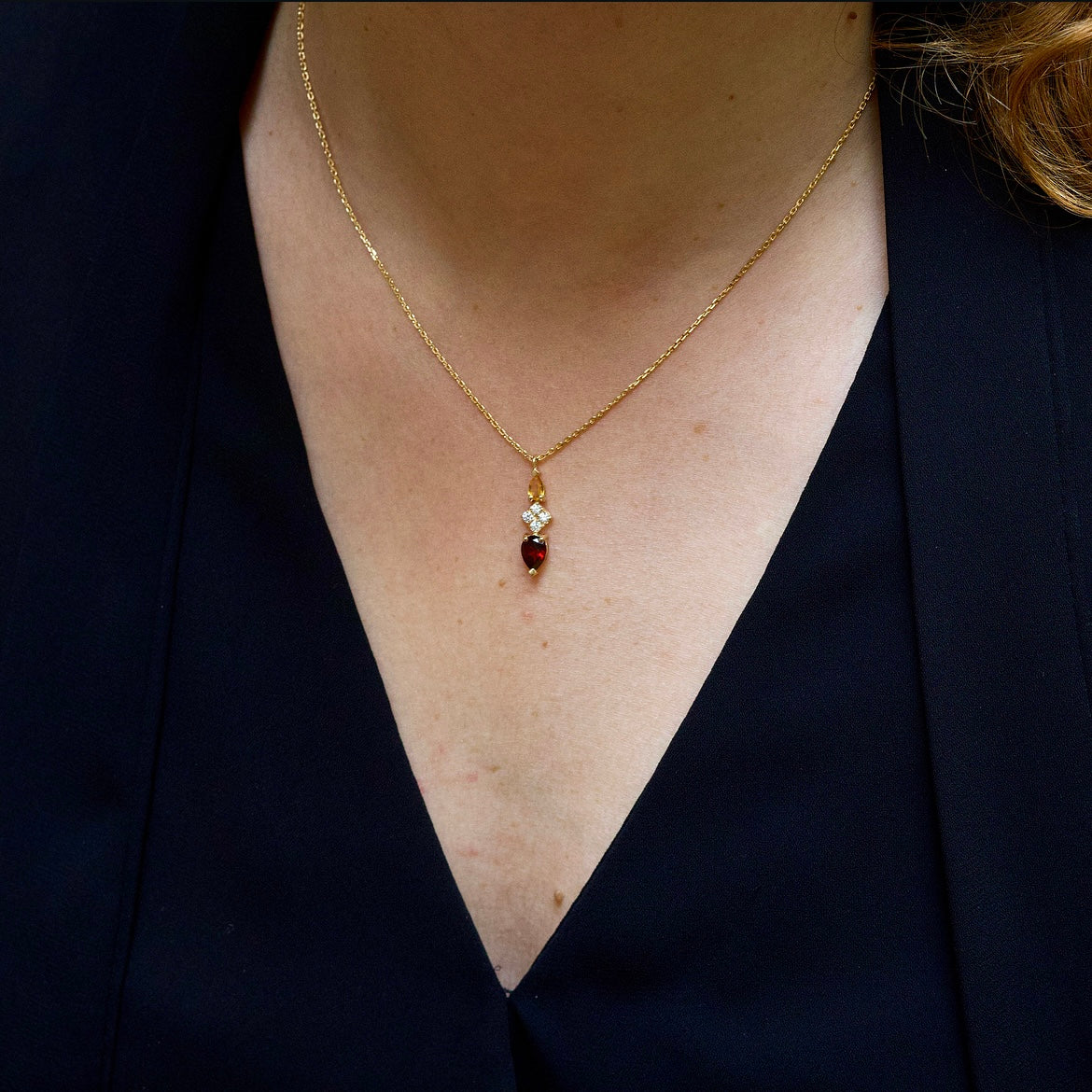 Alexandra Necklace - Citrine and Red Garnet