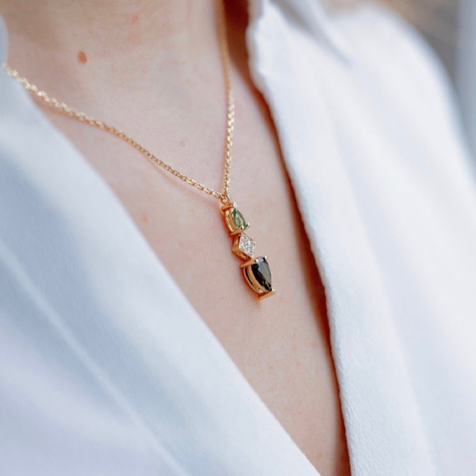 Collier Alexandra - Tourmaline claire et tourmaline foncée